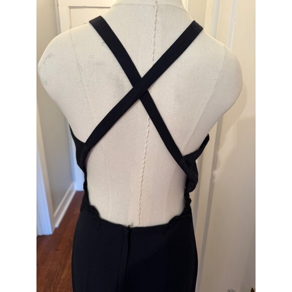 Jessica McClintock Gunne Sax Black Lace Cutout Dress With Cross Back 9/10 - Picture 5 of 15